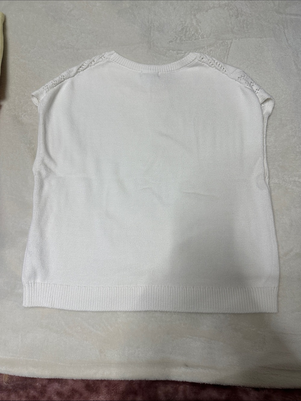 Splendid Cream Crochet Knit Sleeveless Crew Neck Sweater - Picture 2 of 2